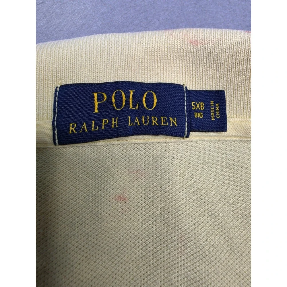 Polo Ralph Lauren Polo Shirt Men's 5XB Yellow Cotton High Low Hem Golf Tennis